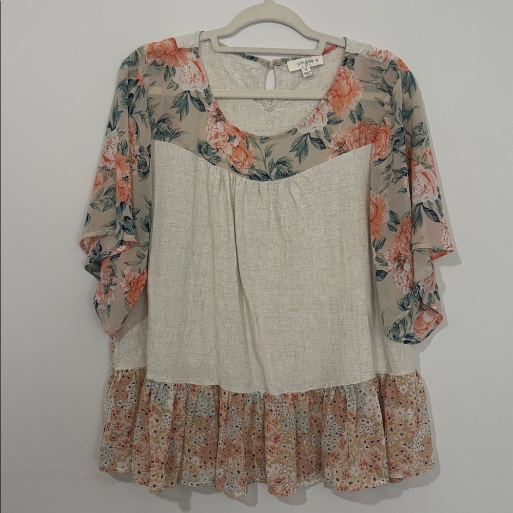 Umgee Floral and Cream Blouse